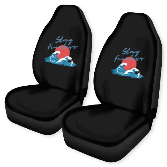 Stay Fearless - Japan Wave Design - Raging Wave Car Seat Covers