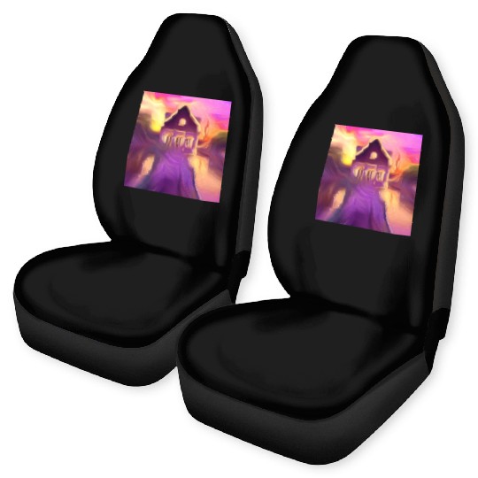 sunset house digital art abstract painting Car Seat Covers