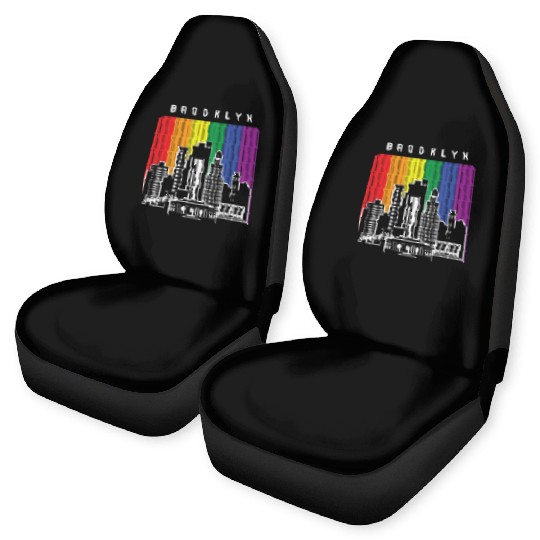 Brooklyn New York Skyline Rainbow Flag Car Seat Covers