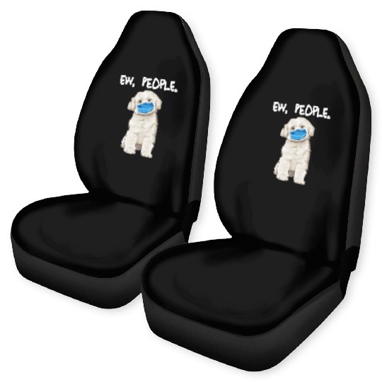 Maltese Ew People Dog Wearing Face Mask Car Seat Covers