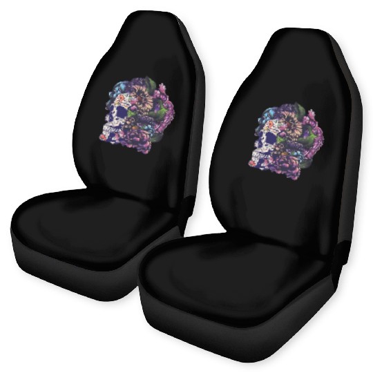 Halloween Sugar Skull And Flowers Car Seat Covers