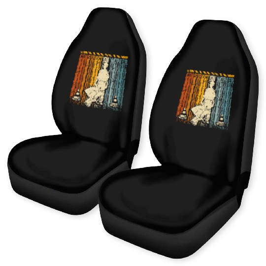 Retro vintage construction worker Car Seat Covers