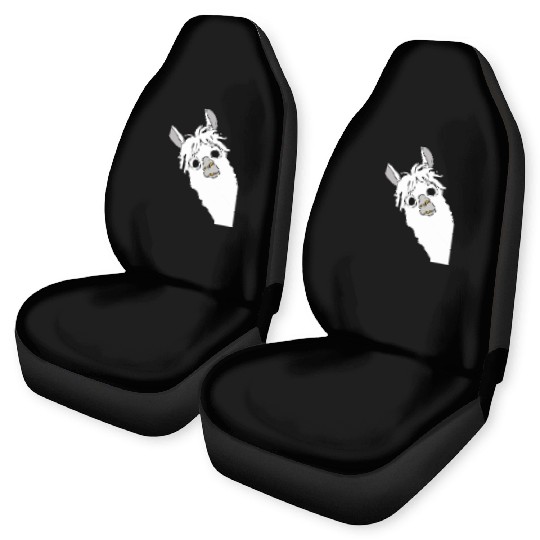 Laughing alpaca comic lama in white with big eyes Car Seat Covers