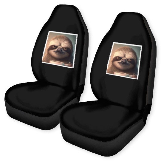 3d Sloth grumpy Coffee I hate people good morning Car Seat Covers