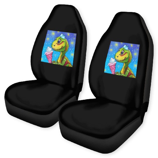 happy dinosaur love ice cream Car Seat Covers
