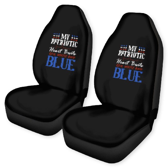 My Patriotic Heart Beats Red White and Blue 4th Car Seat Covers