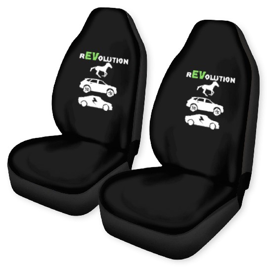 EV rEVolution with GREEN EV Text Horse SUV EV VERT Car Seat Covers