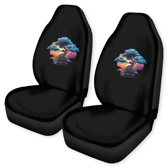 Synthwave Bonsai Tree Car Seat Covers