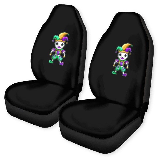 Cute Kawaii Jester With Mask For Mardi Gras Car Seat Covers
