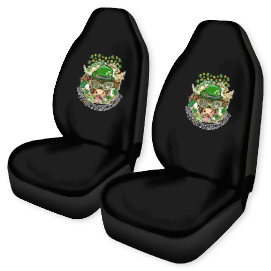 Happy St. Patrick's Day, Funny Cow, Hat and Gold Car Seat Covers