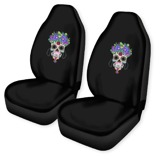 El Dia De Los Muertos Mardi Gras Costume Flower Car Seat Covers