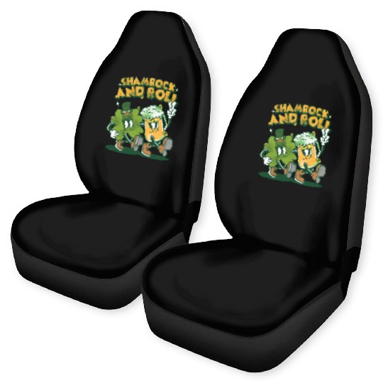 Shamrock and roll st patricks day retro cartoon Car Seat Covers
