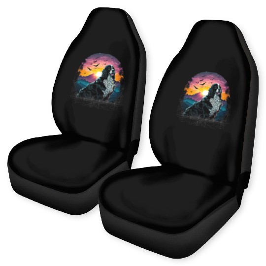 Bernese Mountain Dog with Mountain Sunrise view Car Seat Covers