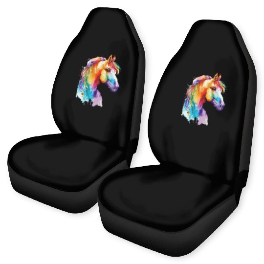 Watercolor Horse Pony Colorful Pet Ponys Lover Car Seat Covers