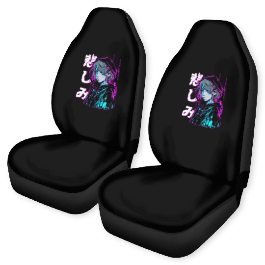 Sad Emo Anime Japanese Aesthetic Vaporwave Car Seat Covers