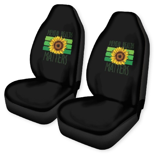 Mental Health Matters Green Sunflower Car Seat Covers