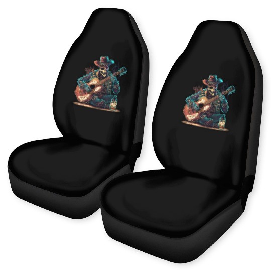 cowboy skeleton play guitar Car Seat Covers