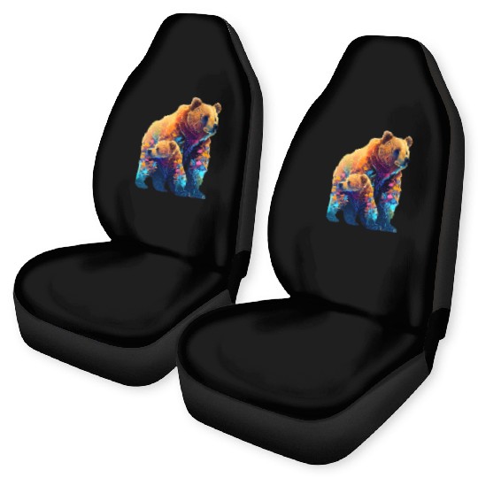 Mother Bear and Cub Sublimation Graphic Wild 2 Car Seat Covers