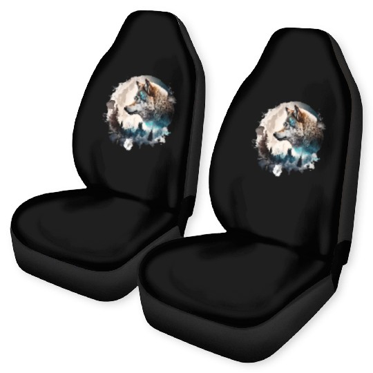 Wolf Moonlight Forest Wild Werewolf Watercolor Car Seat Covers