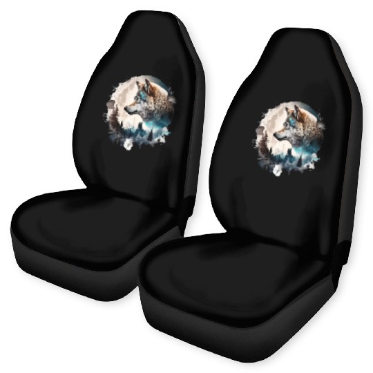 Wolf Moonlight Forest Wild Werewolf Watercolor Car Seat Covers