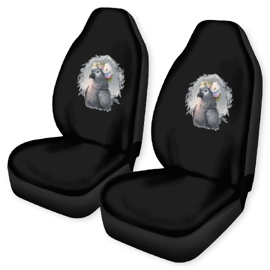 Artistic African Gray Parrot Bird Flower Crown Pet Car Seat Covers