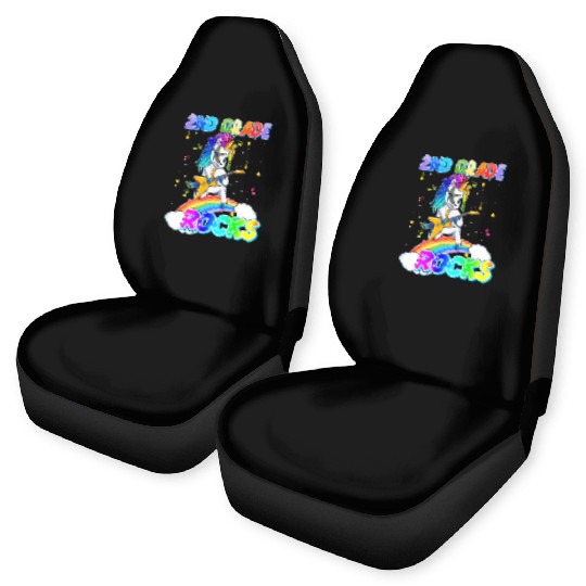 2nd Grade Rocks Unicorn Rainbow Back Car Seat Covers