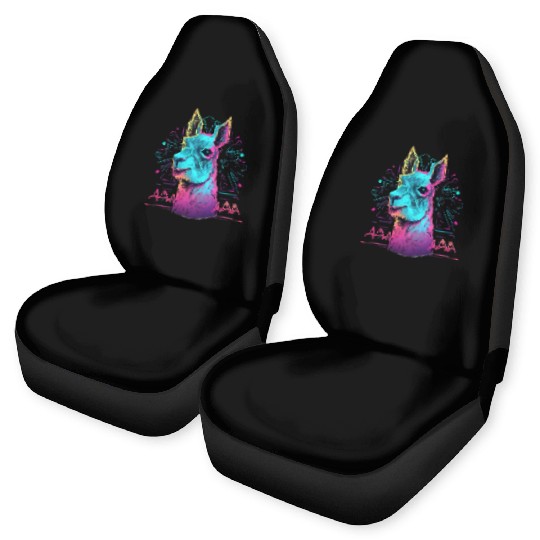 Colorful neon Llama Car Seat Covers