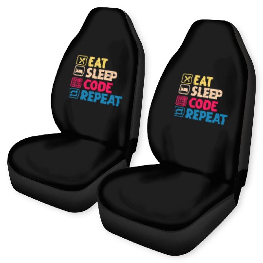 Eat Sleep Code Repeat Funny Binary Programmer Car Seat Covers