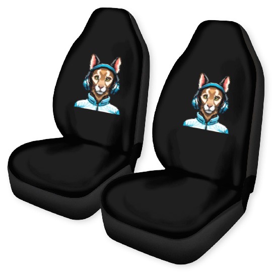 Cool rabbit with headphones Car Seat Covers