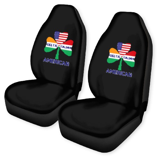 Irish Italian American Flag And Celtic Shamrock Pr Car Seat Covers