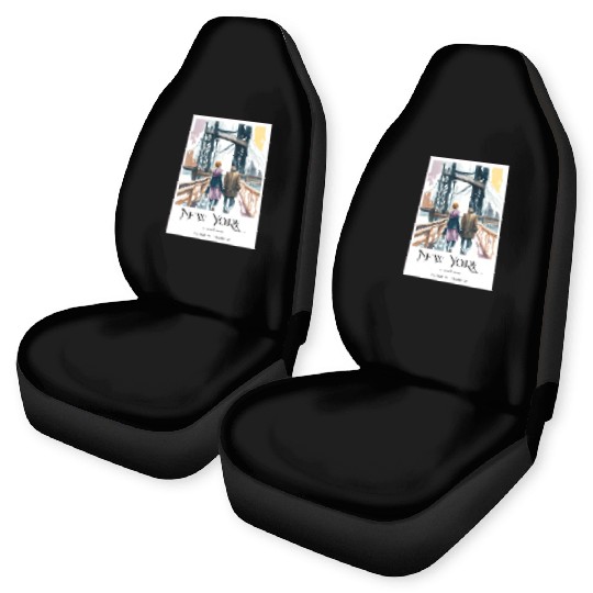 Watercolor painting loving couple in New York City Car Seat Covers