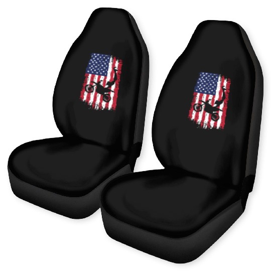Supercross Freestyle Motocross American Flag Car Seat Covers