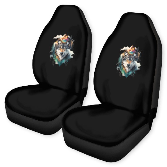 Majestic Mountain Wolf Nature Inspired Artwork Car Seat Covers