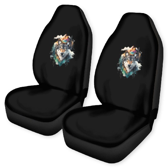 Majestic Mountain Wolf Nature Inspired Artwork Car Seat Covers
