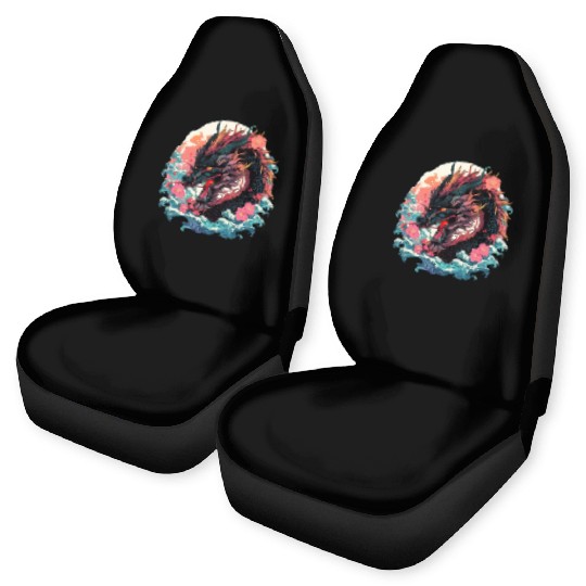 Tokyo Asia 80s Japanese Retro Dragon Dragon Car Seat Covers