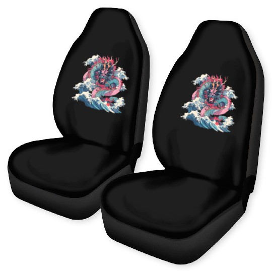 Tokyo Asia 80s Japanese Retro Dragon Dragon Car Seat Covers