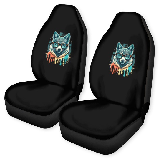 Hipster Wolf Drip Car Seat Covers