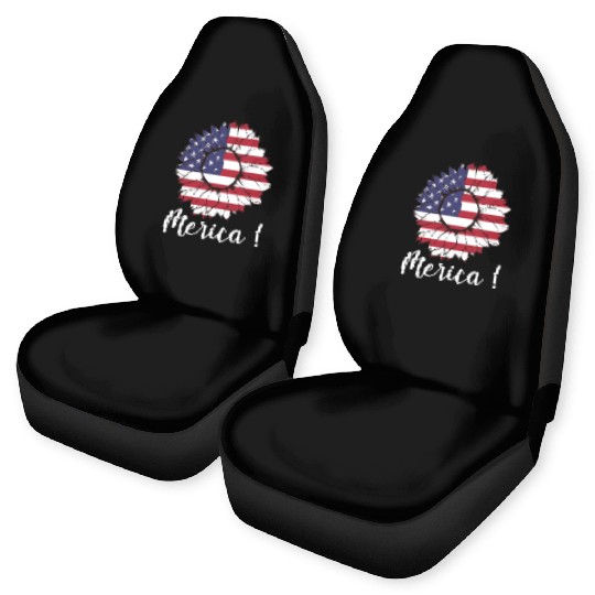 Merica Sunflower Usa Flag Car Seat Covers