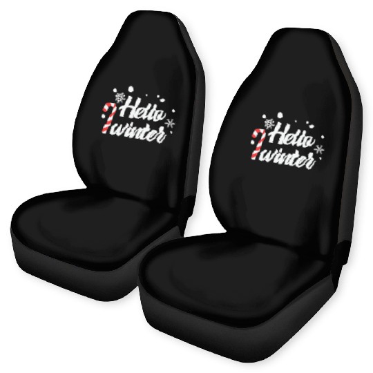 Hello Winter Christmas Candy Canes Car Seat Covers
