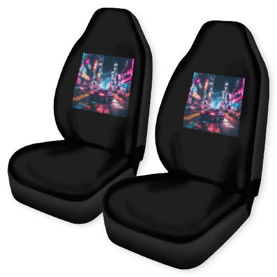 Vaporwave Tokyo Car Seat Covers