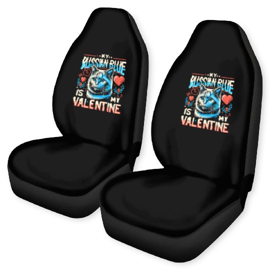 Russian Blue Cat Love Cute Valentine's for Cat lov Car Seat Covers