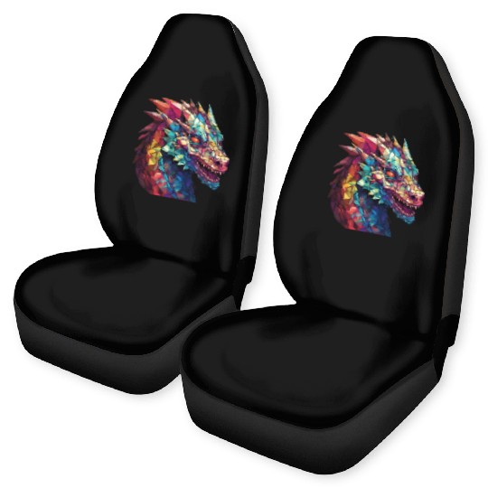 Cerulean Coil: The Stained Glass Dragon Car Seat Covers
