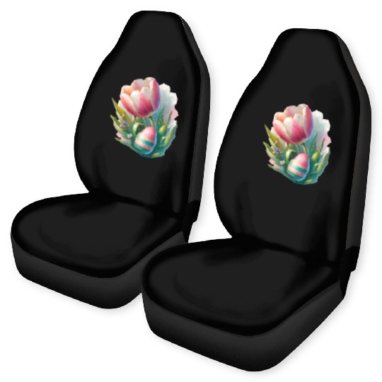 Spring Colorful Tulip With Easter Egg Car Seat Covers