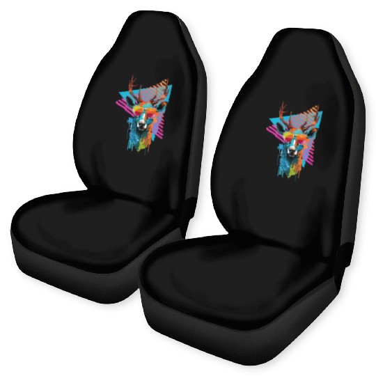 Deer with sunglasses 80s 90s Car Seat Covers