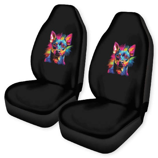 Watercolor Colorful Miniature Pinscher Car Seat Covers