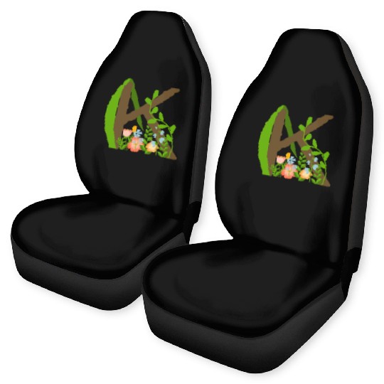 Capital letter K monogram and wildflowers Car Seat Covers