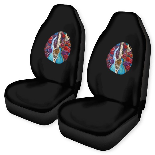Blue Electric Guitar, Skull and Roses Car Seat Covers