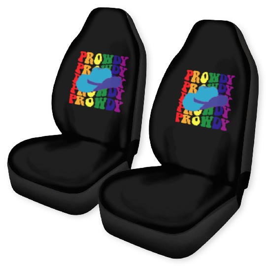 Prowdy Gay Lesbian Howdy Cowboy LGBTQ Pride Groovy Car Seat Covers