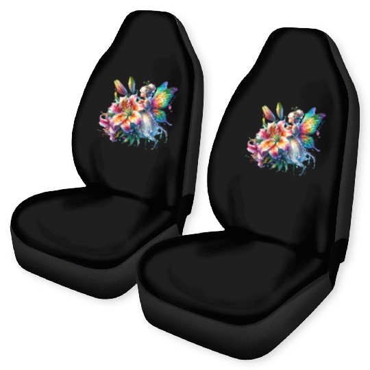 Tiger Lily Fairy Floral Fantasy Watercolor Car Seat Covers
