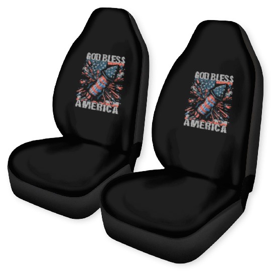 God Bless America Retro US Flag Funny Fireworks Car Seat Covers